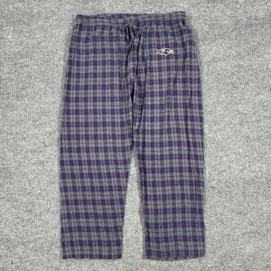 Baltimore Ravens NFL Team Apparel Pajama Pants Mens XL Purple Plaid Drawstring
